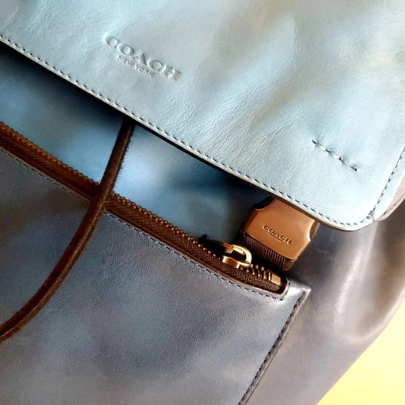Coach Blue Leather Backpack
